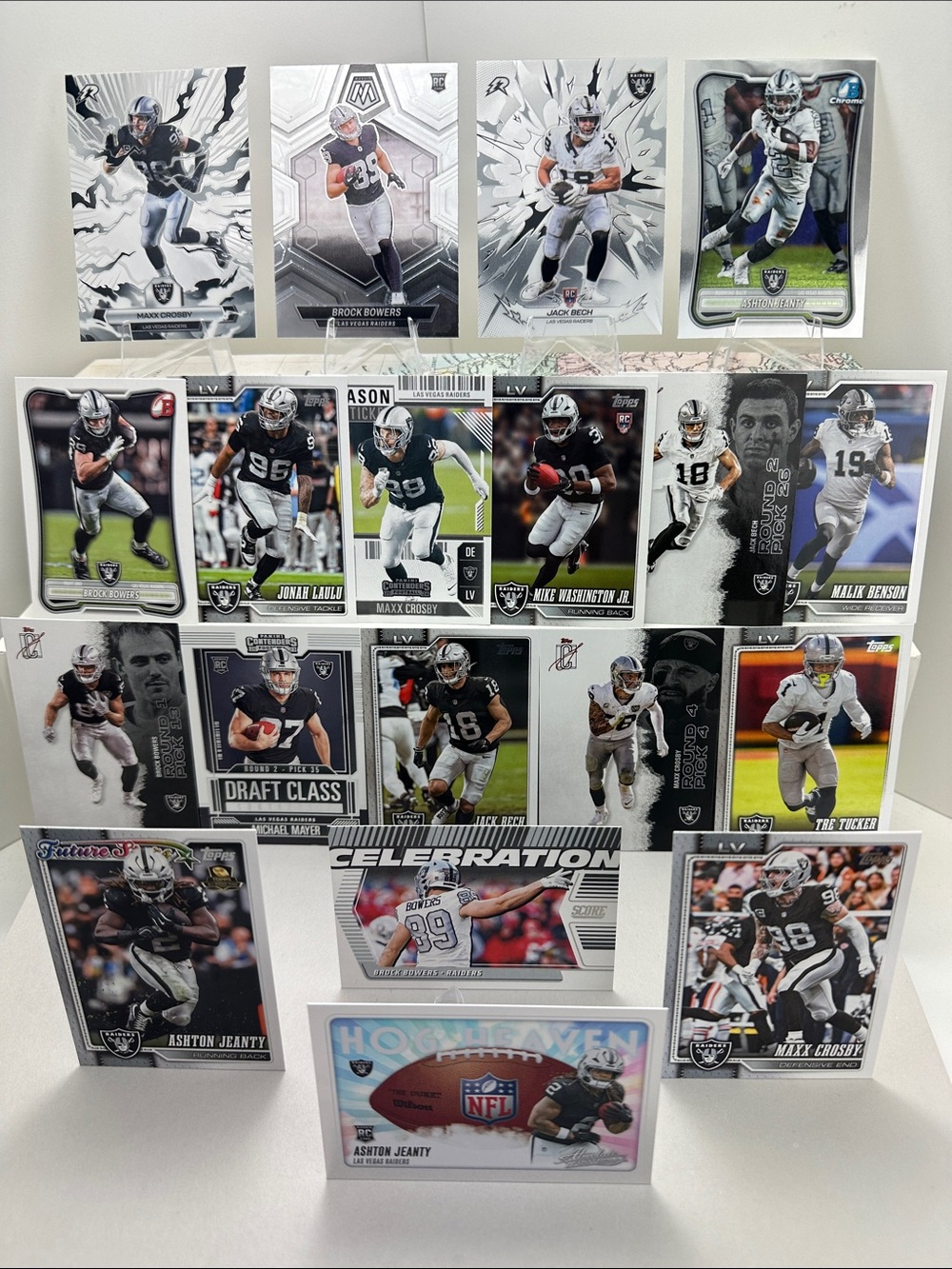 Brock Bowers/Ashton Jeanty/Mayer/Bech Rookies Raiders lot of 19 + Maxx Crosby